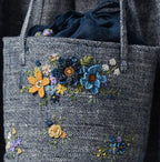 Indigo Tweed Embroidery Petit Bag Detail