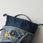 Indigo Tweed Embroidery Petit Bag Detail