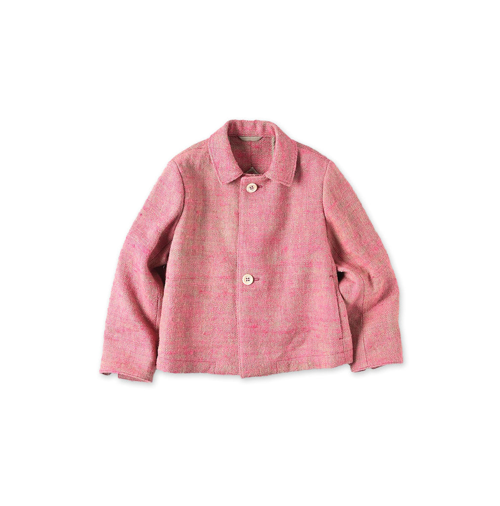 Indian Linen Silk Tweed Square Jacket Pink