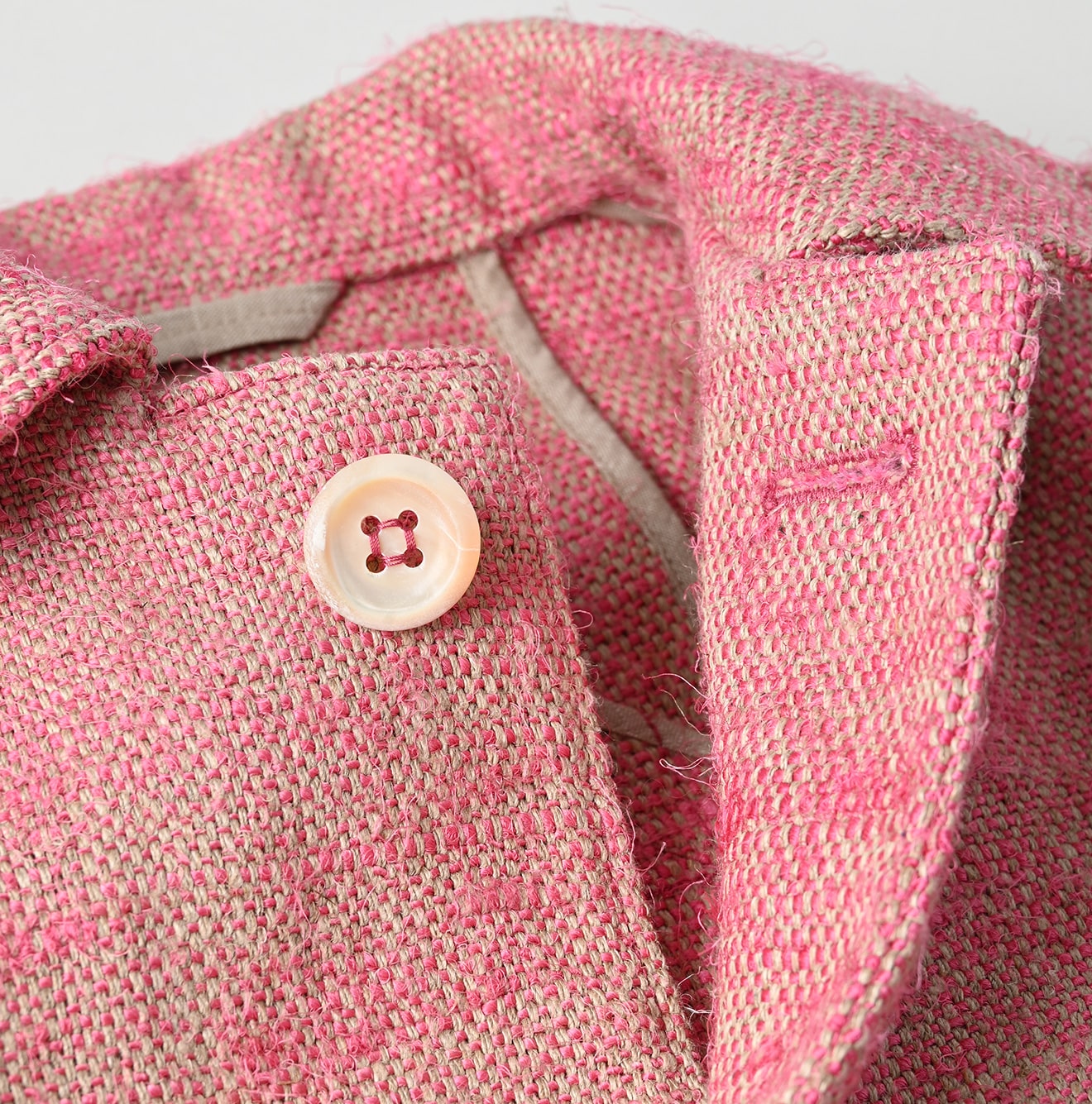 Indian Linen Silk Tweed Square Jacket Detail