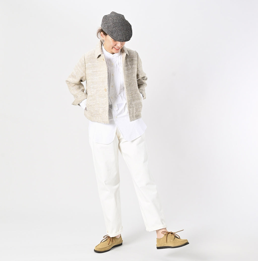 Indian Linen Silk Tweed Square Jacket Female Model