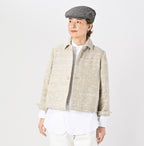 Indian Linen Silk Tweed Square Jacket Female Model