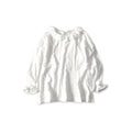 Gauze Double Woven Frill Collar Blouse White