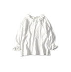 Gauze Double Woven Frill Collar Blouse White