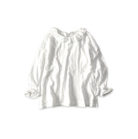 Gauze Double Woven Frill Collar Blouse White