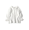 Gauze Double Woven Frill Collar Blouse White