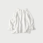 Gauze Double Woven Frill Collar Blouse White Back