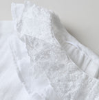 Gauze Double Woven Frill Collar Blouse White Detail