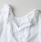 Gauze Double Woven Frill Collar Blouse White Detail