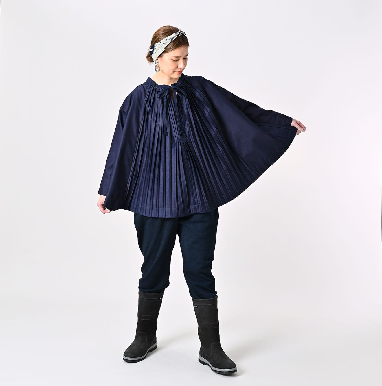 Indigo Chestnut Satin Smock Blouse Female Model