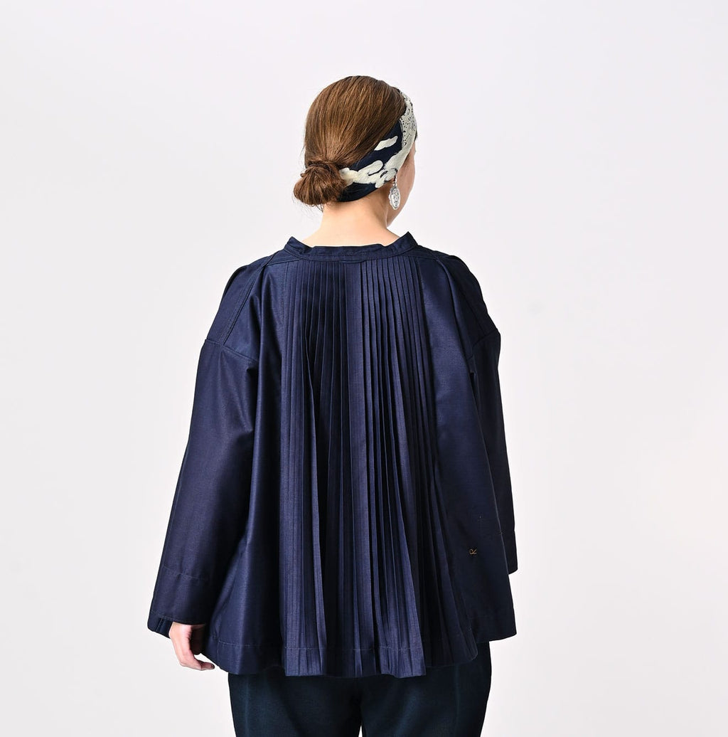 Indigo Chestnut Satin Smock Blouse Female Model