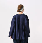 Indigo Chestnut Satin Smock Blouse Female Model