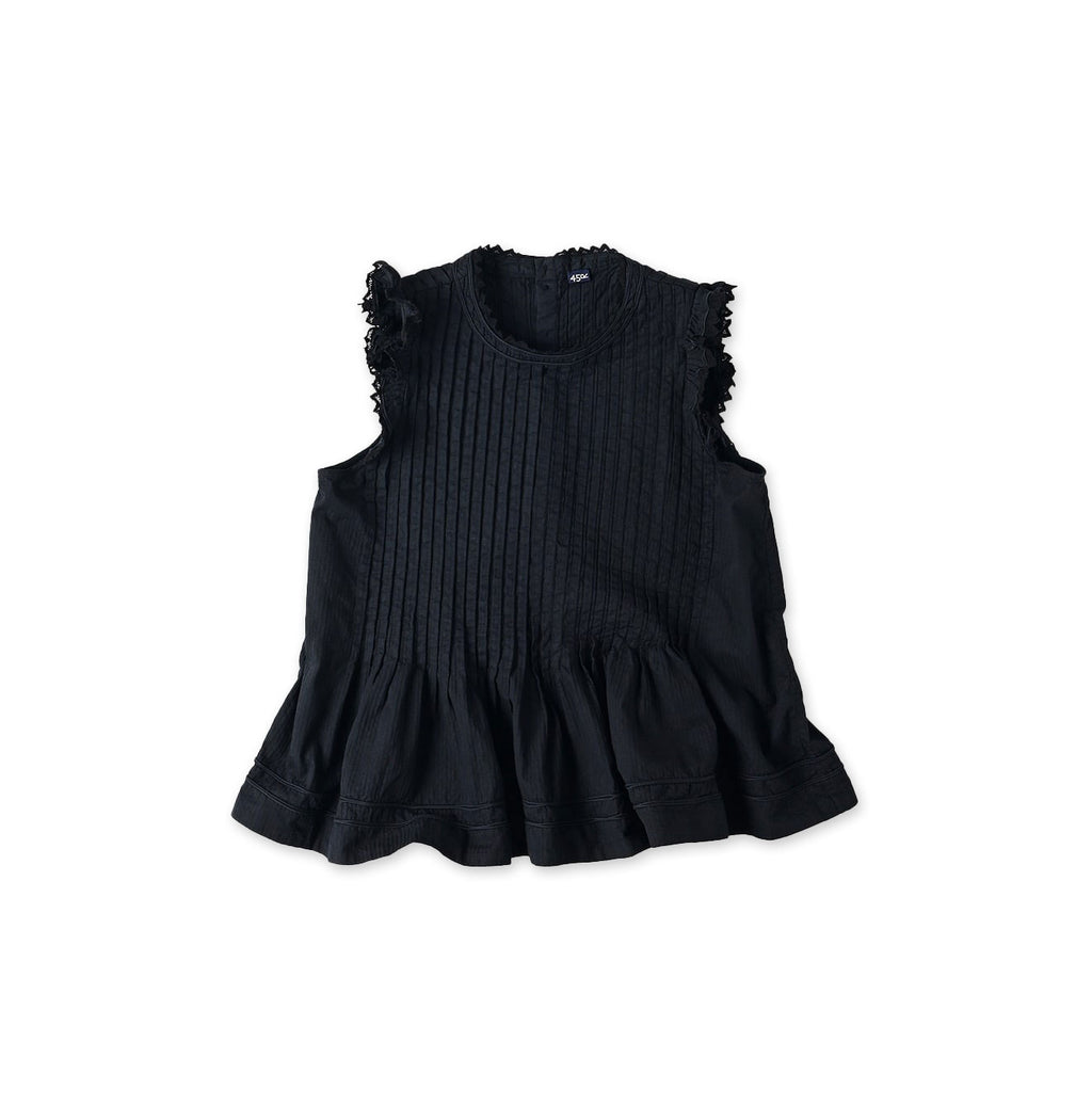 Dobby Stripe Sleeveless Top Black