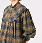 Indigo Zimbabwean Flannel Tambourine Blouse Detail