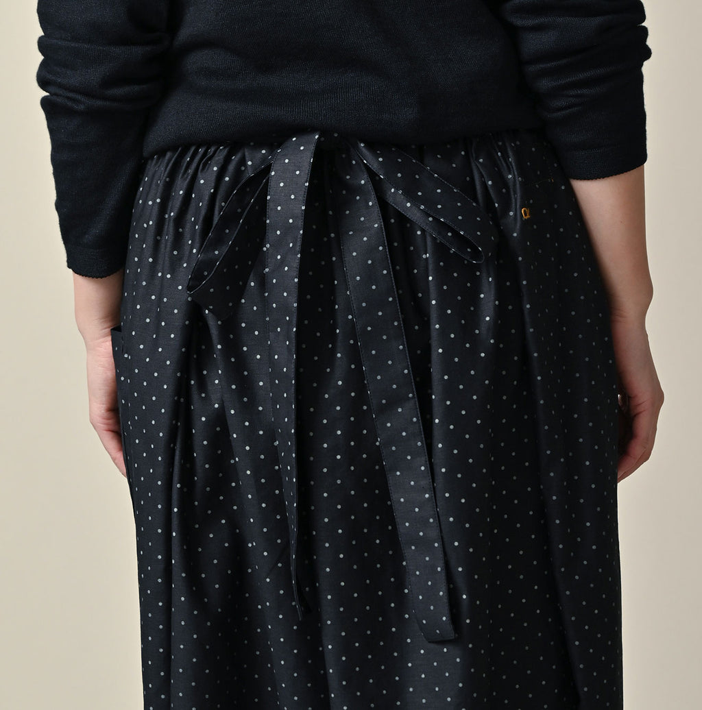 Indigo Dot Print Apron Skirt Detail