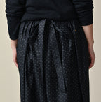 Indigo Dot Print Apron Skirt Detail