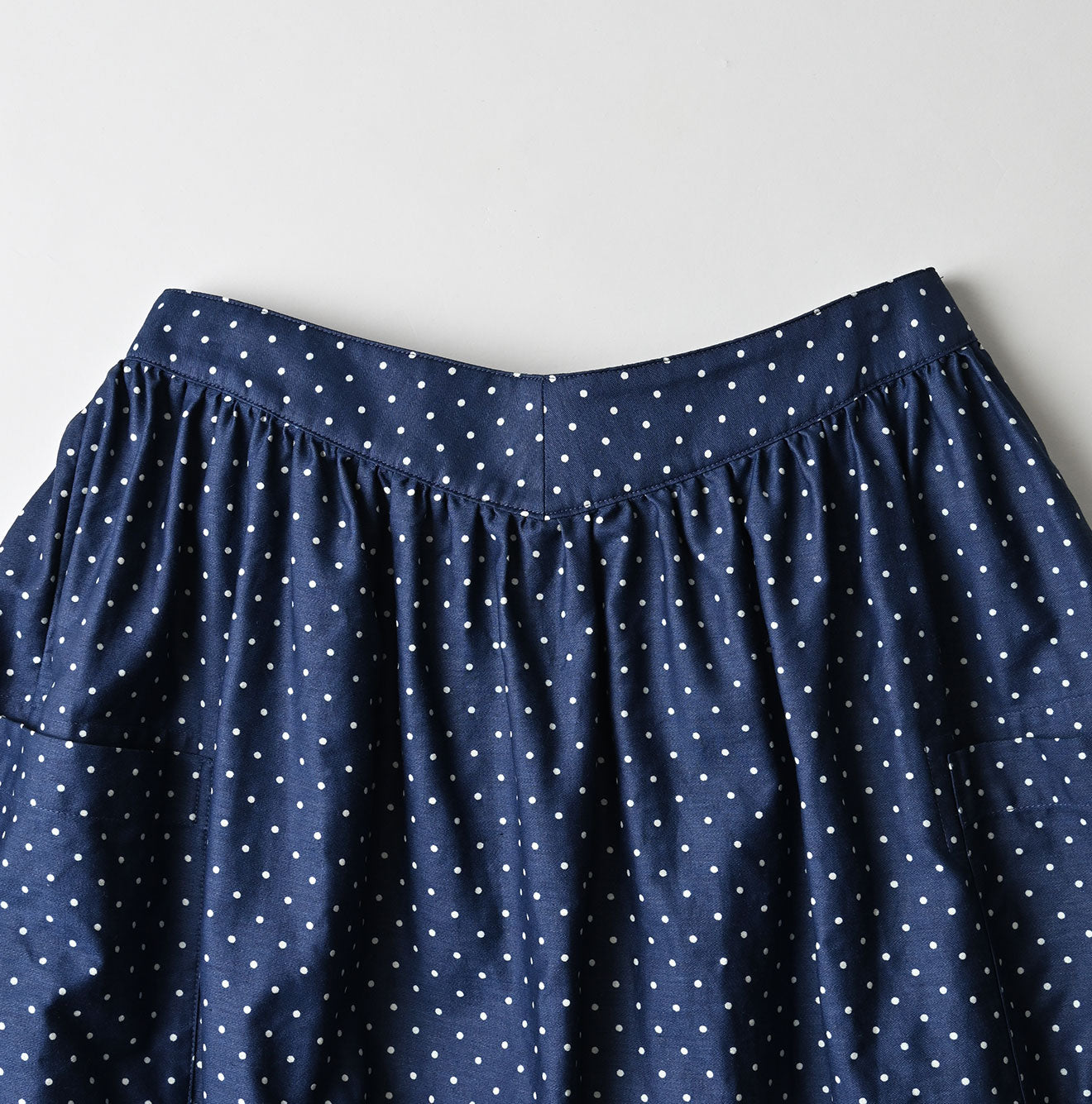 Indigo Dot Print Apron Skirt Detail