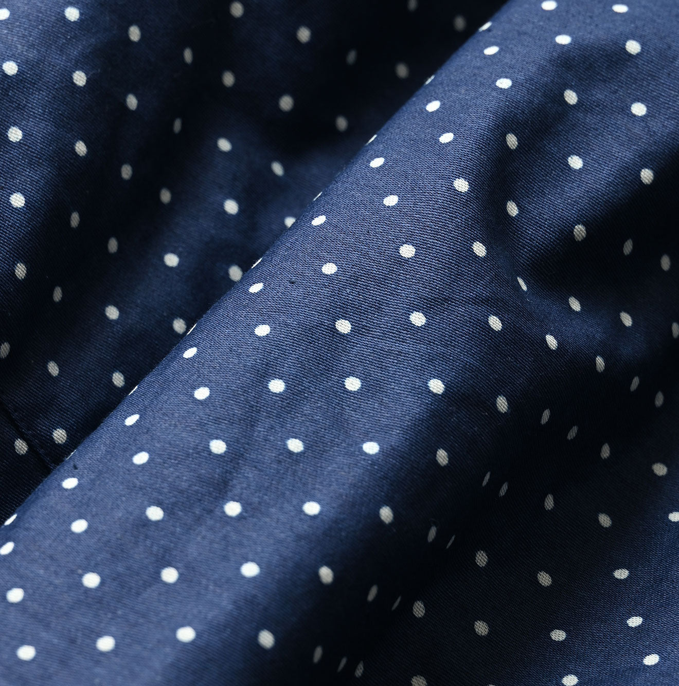 Indigo Dot Print Apron Skirt Detail