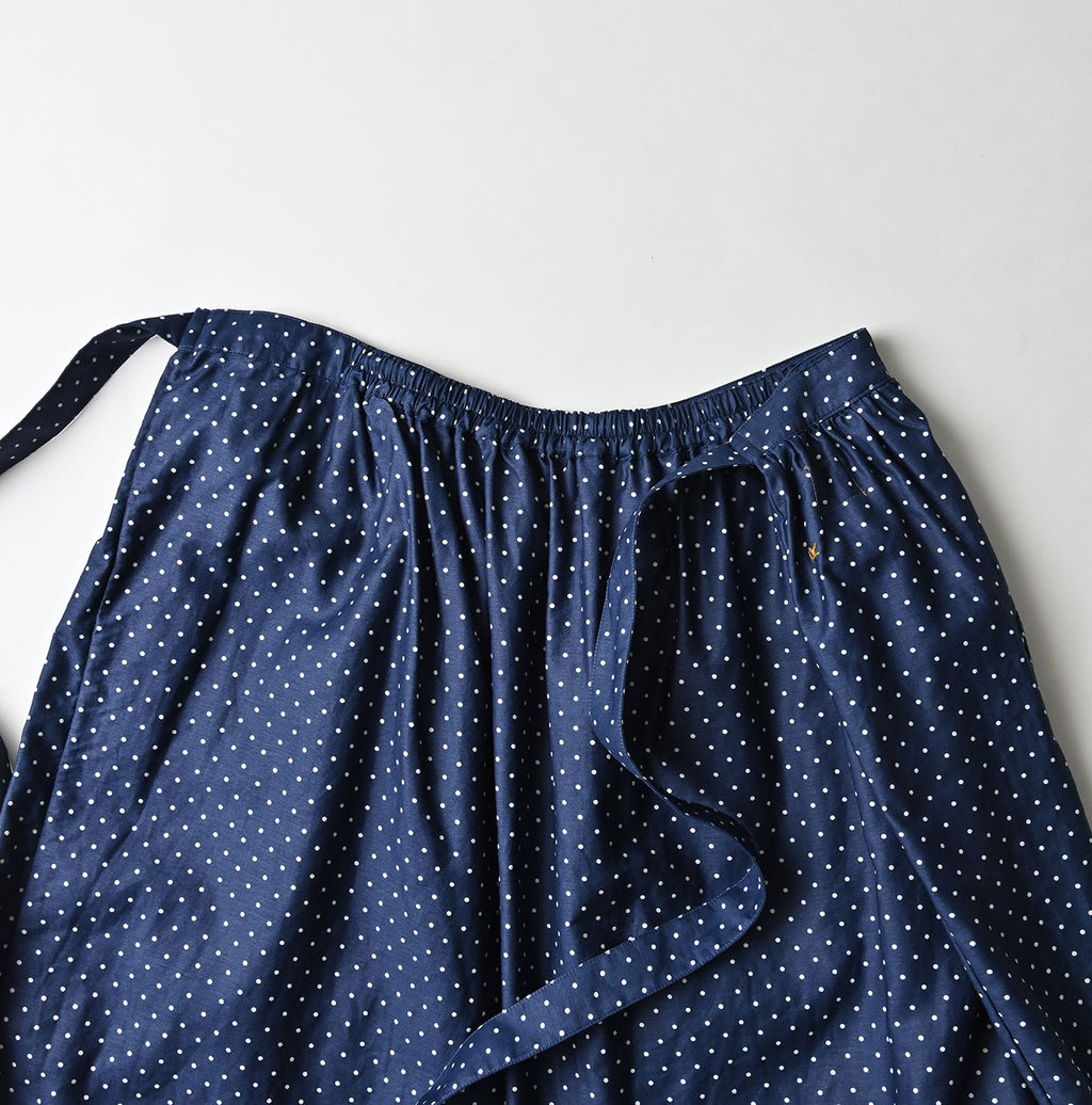 Indigo Dot Print Apron Skirt Detail