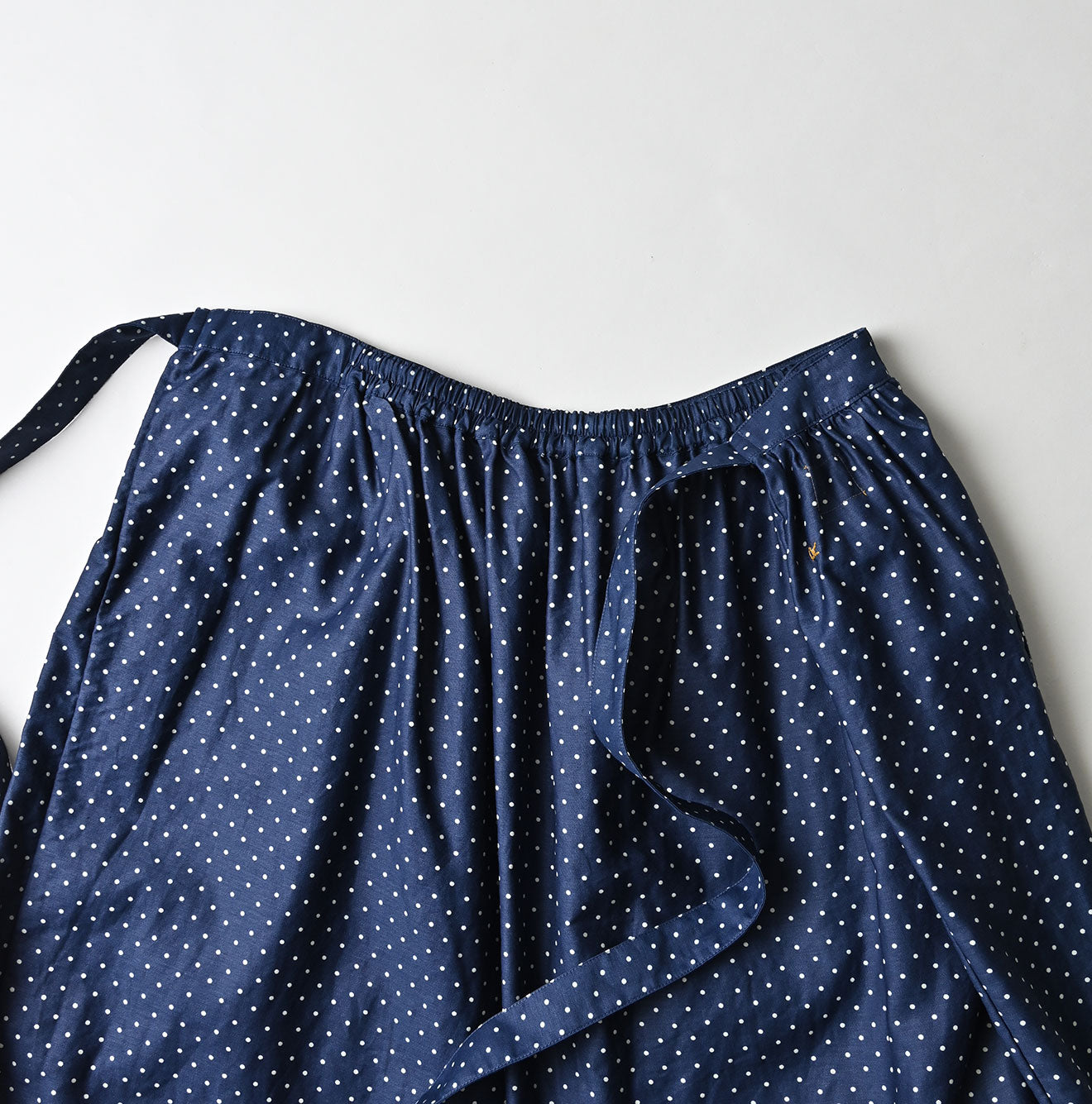 Indigo Dot Print Apron Skirt Detail