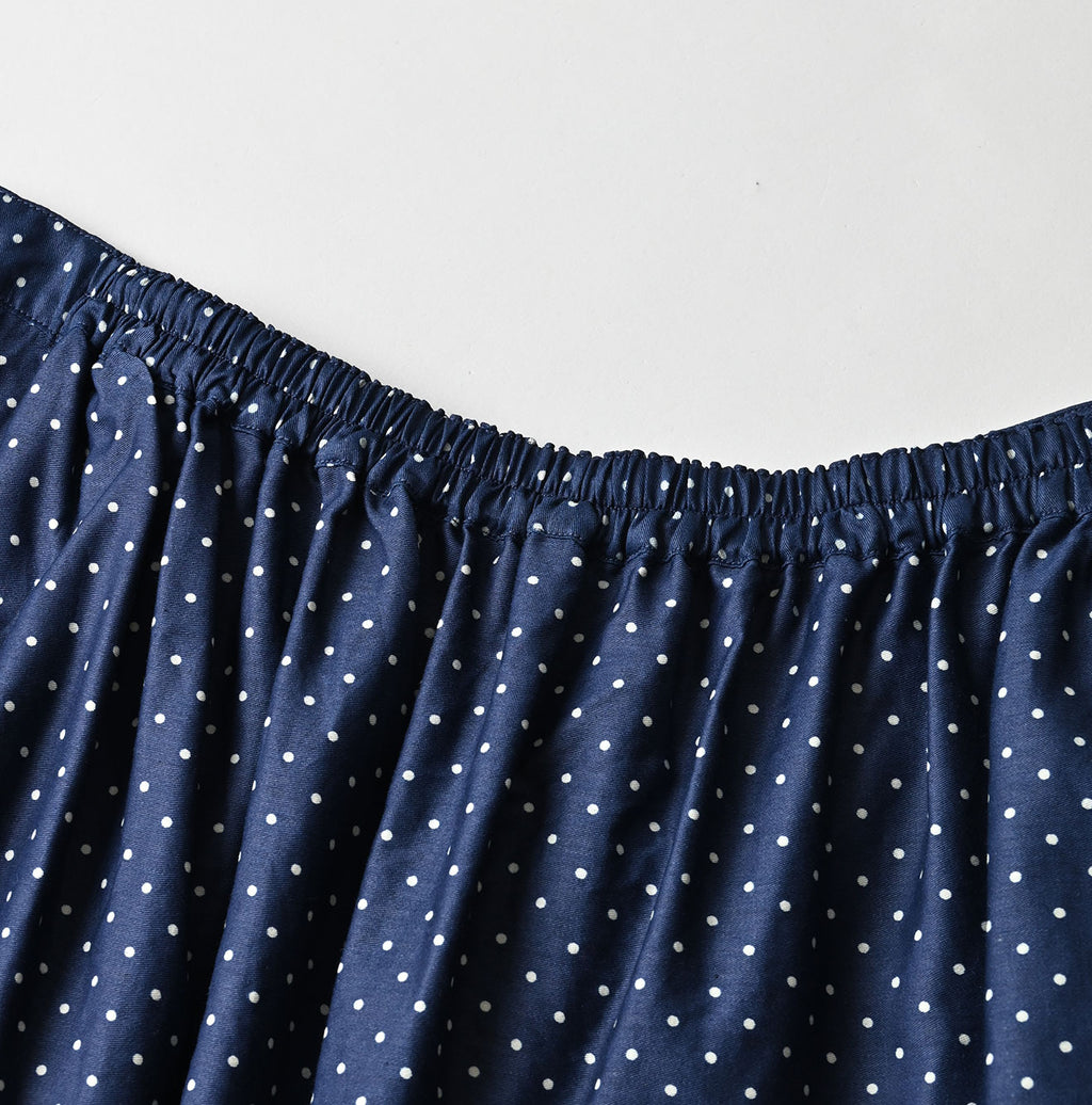 Indigo Dot Print Apron Skirt Detail