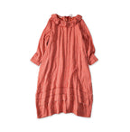 Gauze Double Woven Frill Collar Dress Red Gingham