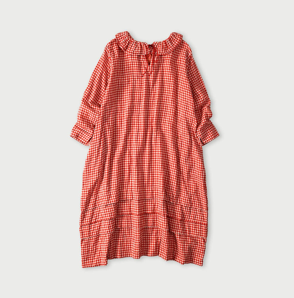 Gauze Double Woven Frill Collar Dress Back