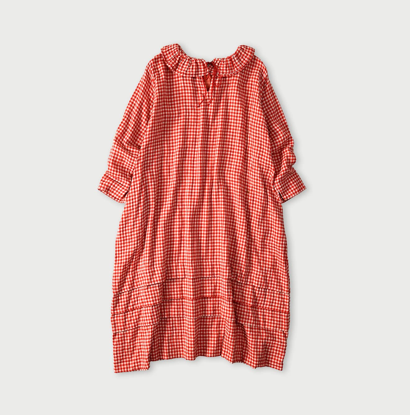 Gauze Double Woven Frill Collar Dress Back