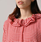 Gauze Double Woven Frill Collar Dress Detail