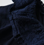 Indigo Gauze Double Woven Frill Collar Dress Detail