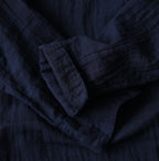 Indigo Gauze Double Woven Frill Collar Dress Detail