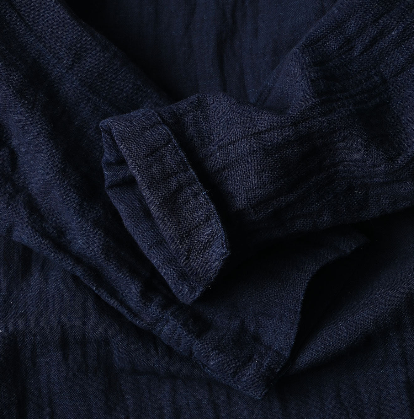 Indigo Gauze Double Woven Frill Collar Dress Detail