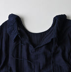 Indigo Gauze Double Woven Frill Collar Dress Detail