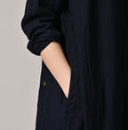 Indigo Gauze Double Woven Frill Collar Dress Detail
