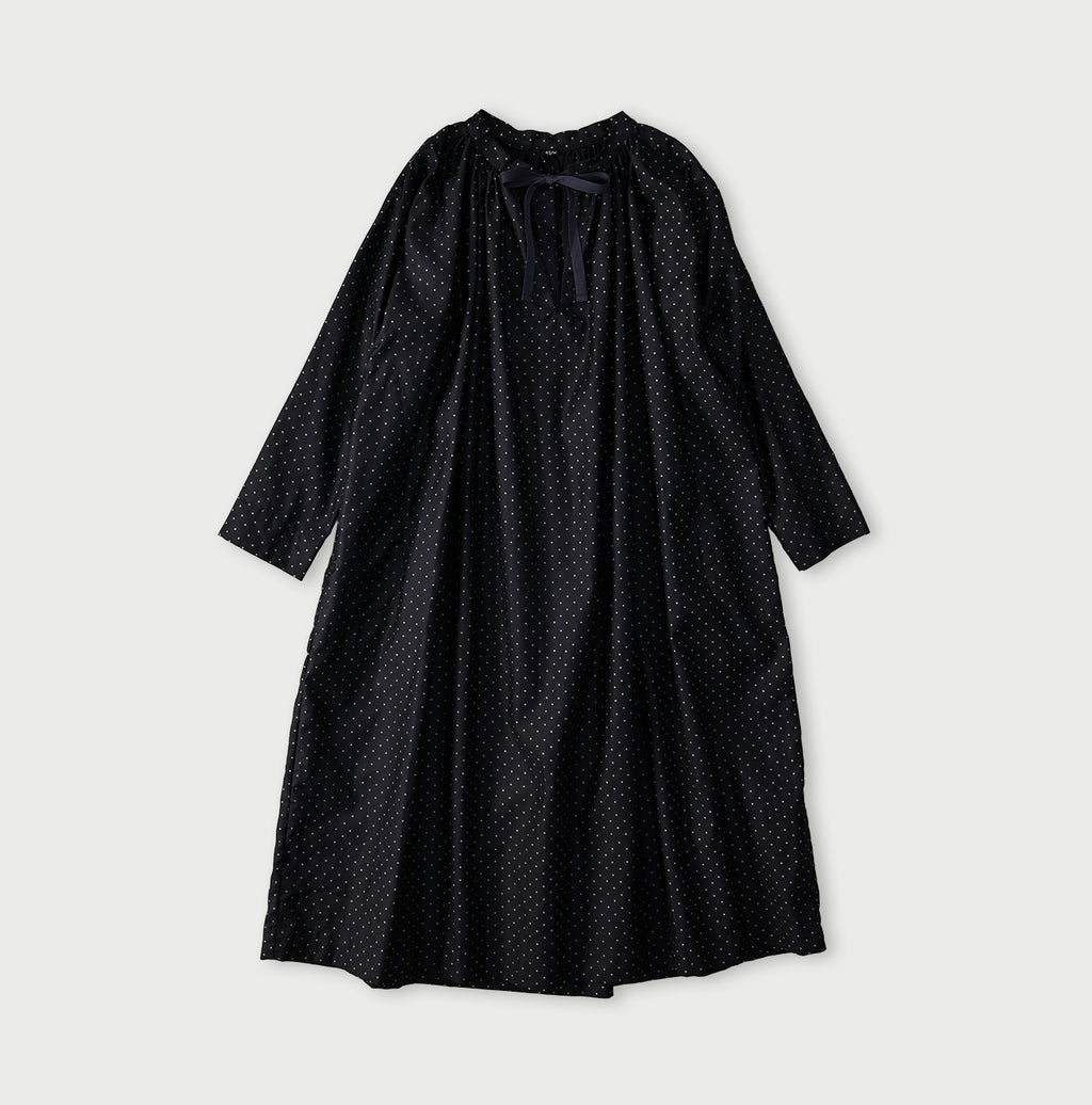 Indigo Dot Print Scrunchie Smock Dress 45 x Ai Nando