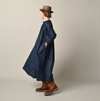 Indigo Dot Print Scrunchie Smock Dress Female Model