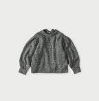 Cashmere Linen Ribbon Knit Gray Tweed Top