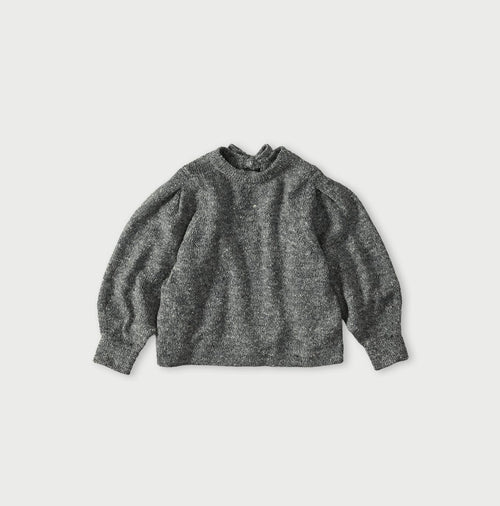 Cashmere Linen Ribbon Knit Gray Tweed Top