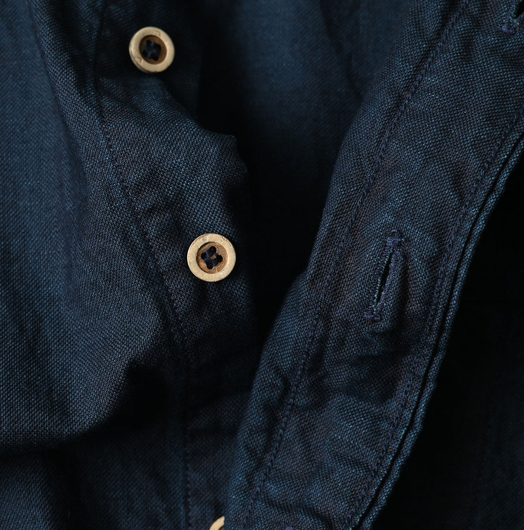 Indigo Supima OX 908 Loafer Button Down Shirt Detail