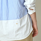 Happy Patch Work Supima OX 908 Ocean Canvas Shirt Detail