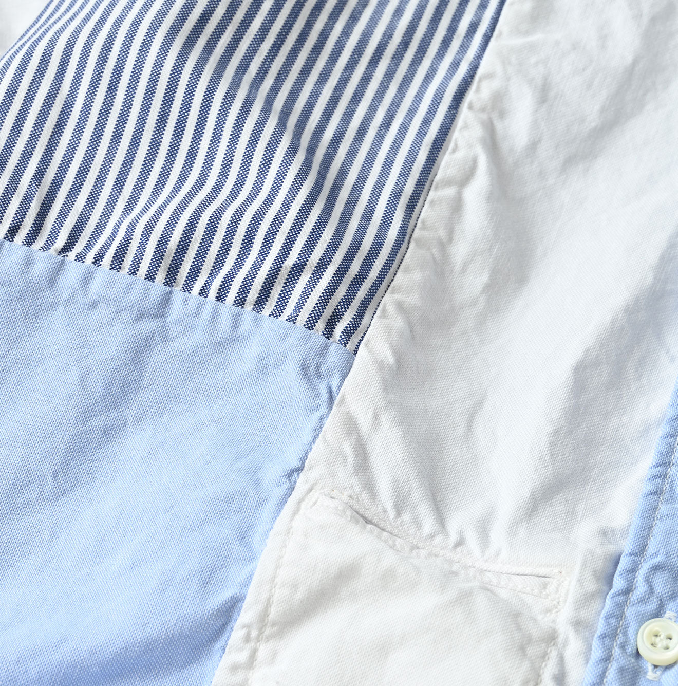 Happy Patch Work Supima OX 908 Ocean Canvas Shirt Detail