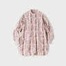 Indian Striped Flower Block Print 908 Stand Collar Grandpa Shirt Pink