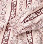 Indian Striped Flower Block Print 908 Stand Collar Grandpa Shirt Detail