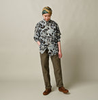 Indian Khadi Flower Sarasa Print 8-knot Shirt Female Model