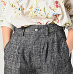 Basket Pattern Jacquard Denim 908 Peg Top Pants Detail