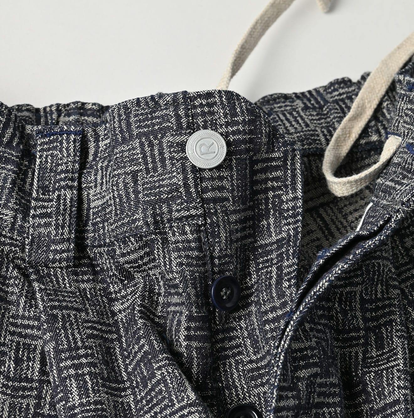 Basket Pattern Jacquard Denim 908 Peg Top Pants Detail