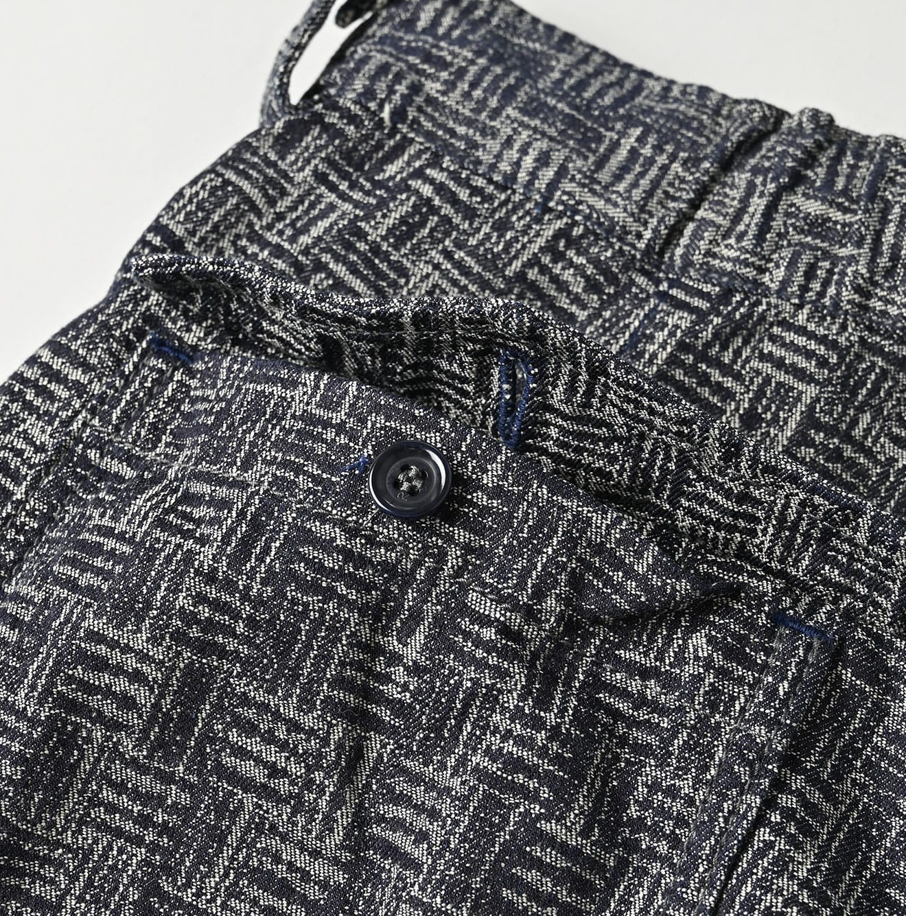 Basket Pattern Jacquard Denim 908 Peg Top Pants Detail