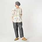 Basket Pattern Jacquard Denim 908 Peg Top Pants Female Model