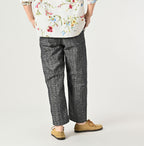 Basket Pattern Jacquard Denim 908 Peg Top Pants Female Model