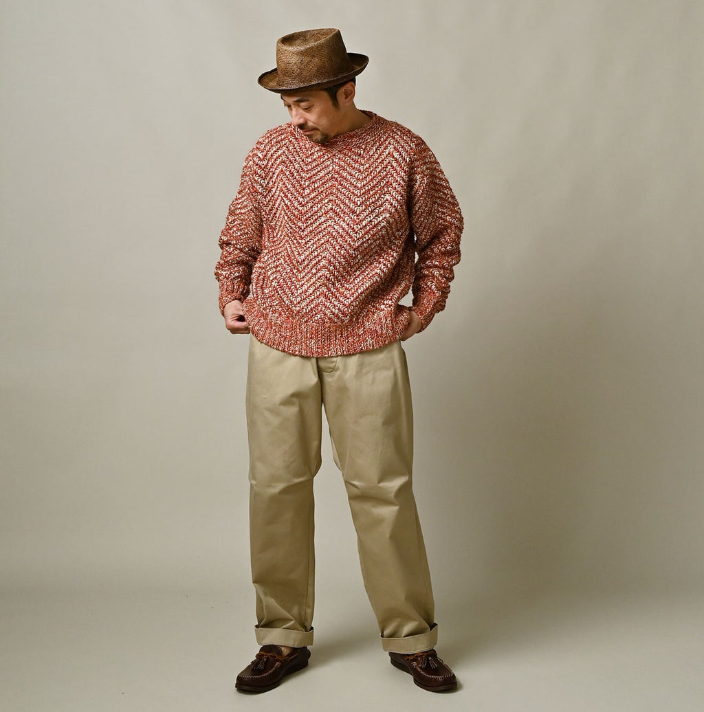 Linen Herringbone 908 Sweater Male Model